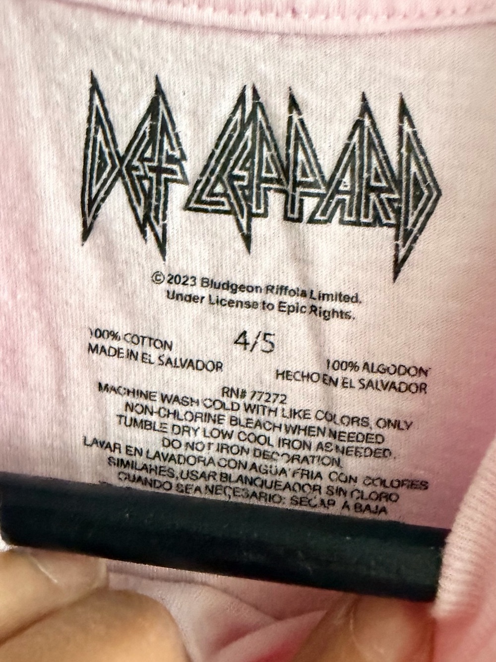 Def Leppard Kids' Pink Short Sleeve Graphic Tee - Picture 2 of 3